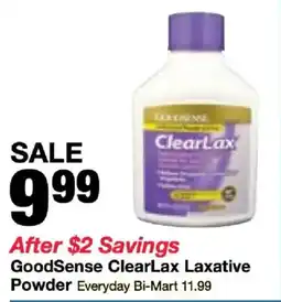 Bi-Mart GoodSense ClearLax Laxative Powder offer