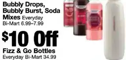 Bi-Mart Bubbly Drops, Bubbly Burst, Soda Mixes offer