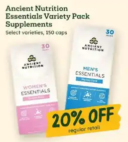 Sprouts Farmers Market Ancient Nutrition Essentials Variety Pack Supplements offer