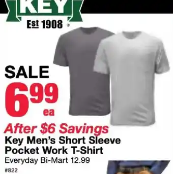 Bi-Mart Key Men's Short Sleeve Pocket Work T-Shirt offer