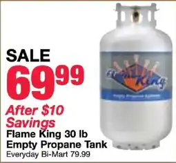 Bi-Mart Flame King 30 lb Empty Propane Tank offer