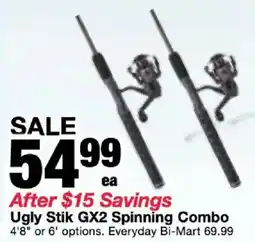 Bi-Mart Ugly Stik GX2 Spinning Combo offer