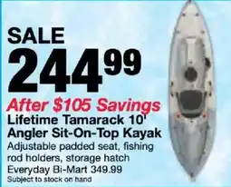 Bi-Mart Lifetime Tamarack 10' Angler Sit-On-Top Kayak offer