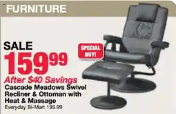 Bi-Mart Cascade Meadows Swivel Recliner & Ottoman with Heat & Massage offer