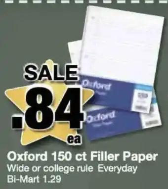 Bi-Mart Oxford filler paper offer
