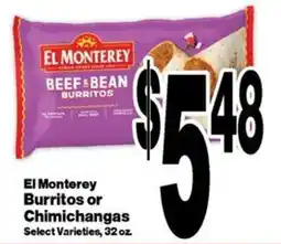 Super Saver El Monterey burritos or chimichangas offer