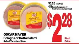 Super Saver Oscar Mayer Bologna or Cotto Salami offer