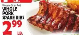 Bravo Supermarkets Western Grain Fed Whole Pork Spare Ribs offer