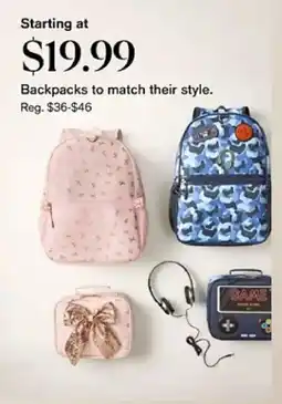 Macy's Backpacks to match their style offer