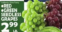 Bravo Supermarkets California extra fancy red green seedless grapes offer