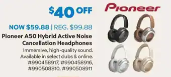 Pioneer A50 Hybrid Active Noise Cancellation Headphones