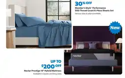 Sam's Club Member's Mark Performance 500 Thread Count 6-Piece Sheets Set offer