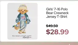 Macy's Polo Bear by Ralph Lauren Girls' 7-16 Polo Bear Crewneck Jersey T-Shirt offer