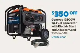 Sam's Club Generac 12500W Tri-Fuel Generator with Electric Start and Adapter Cord offer
