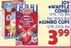 Bravo Supermarkets Joy waffle cones and jumbo cups offer