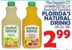 Bravo Supermarkets Florida's Natural Drinks offer