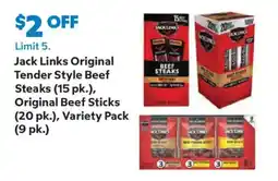 Sam's Club Jack Links Original Tender Style Beef Steaks offer