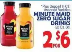 Bravo Supermarkets Minute Maid zero sugar drinks offer