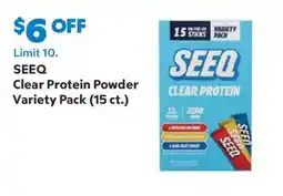 Sam's Club Seeq clear protein powder offer