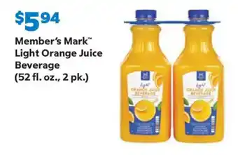 Sam's Club Member's Mark light orange juice beverage offer