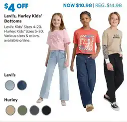 Sam's Club Levi's, Hurley Kids' Bottoms offer