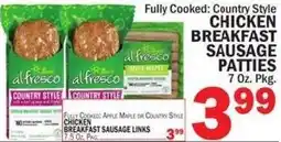 Bravo Supermarkets Alfresco chicken style breakfast sausage patties offer