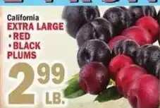 Bravo Supermarkets California extra large red black plums offer