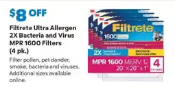 Sam's Club Filtrete Ultra Allergen 2X Bacteria and Virus MPR 1600 Filters offer