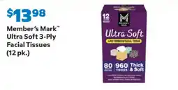 Sam's Club Member's Mark ultra soft 3-ply facial tissues offer
