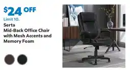 Sam's Club Serta mid-back office chair with mesh accents and memory foam offer