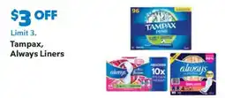Sam's Club Tampax, Always Liners offer