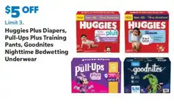 Sam's Club Huggies Plus Diapers, Pull-Ups Plus Training Pants, Goodnites Nighttime Bedwetting Underwear offer