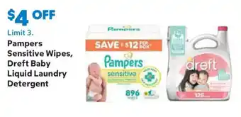 Sam's Club Pampers Sensitive Wipes, Dreft Baby Liquid Laundry Detergent offer