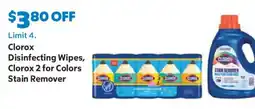 Sam's Club Clorox disinfecting wipes, clorox 2 for colors stain remover offer