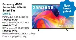 Sam's Club Samsung M70H Series Mini LED 4K Smart TVs offer