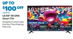 Sam's Club LG 65" 4k Uhd Smart Tvs offer