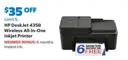 Sam's Club Hp Deskjet 4358 Wireless All-in-one Inkjet Printer offer