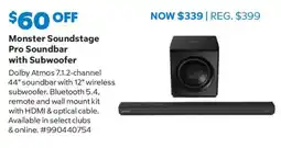 Sam's Club Monster Soundstage Pro Soundbar with Subwoofer offer