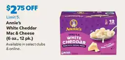 Sam's Club Annie's white cheddar mac & cheese offer