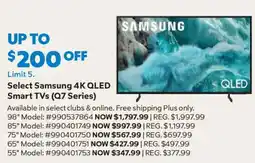 Sam's Club Samsung 4K QLED Smart TVs (Q7 Series) offer