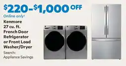 Sam's Club Kenmore French Door Refrigerator or Front Load Washer/Dryer offer