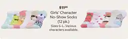 Sam's Club Girls' Character No-Show Socks offer