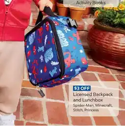 Sam's Club Licensed Backpack and Lunchbox Spider-Man, Minecraft, Stitch, Princess offer