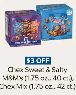 Sam's Club Chex sweet & salty m&m's, chex mix offer