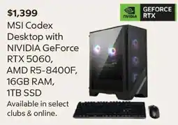 Sam's Club Msi Codex Desktop offer