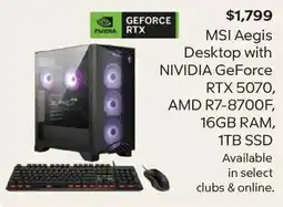 Sam's Club Msi Aegis Desktop offer