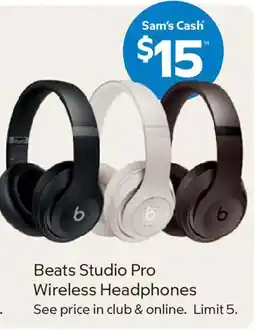 Sam's Club Beats Studio Pro Wireless Headphones offer
