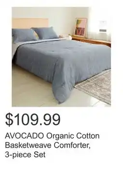 Costco AVOCADO Organic Cotton Basketweave Comforter, 3-piece Set offer