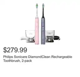 Costco Philips Sonicare DiamondClean Rechargeable Toothbrush, 2-pack offer