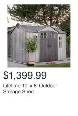 Costco Lifetime 10' x 8' Outdoor Storage Shed offer